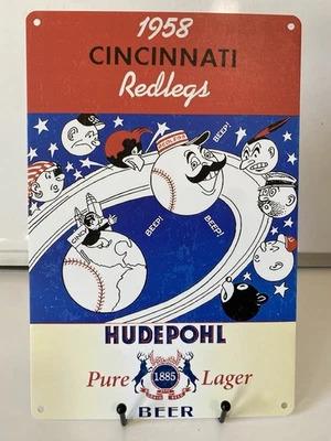 Cincinnati Reds Redlegs - Hudepohl Beer Metal Sign - Vintage Style World Series - Image 1 of 4