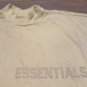 READ Fear Of God Essentials Shirt Mens S Yellow Mock Neck 3D Spell Out Long Slv - Picture 1 of 23