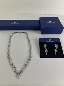 Authentic Swarovski Diapason All Around V White Crystal Necklace W/ Earrings Set - Picture 1 of 3