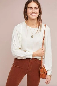 Blusa Top Anthropologie Dolan Hewson Talla XL Marfil Manga Larga Nueva Etiqueta $98 Nueva con Etiquetas - Imagen 1 de 6