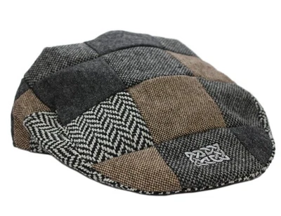 Gorra plana de tweed de patchwork Foto 1 de 4