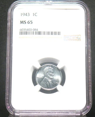 1943 U.S. Steel Lincoln Wheat Cent 1c NGC MS65 War Time Cent - Image 1 of 4