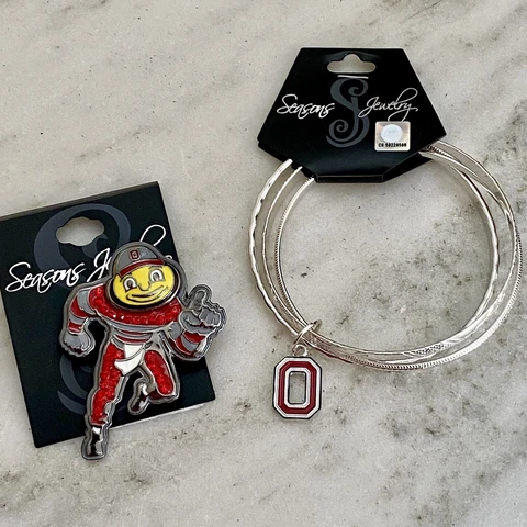 Ohio State Buckeyes OSU Emblem Brutus Brooch Pin Bangle Bracelets NWT Free Ship Cover
