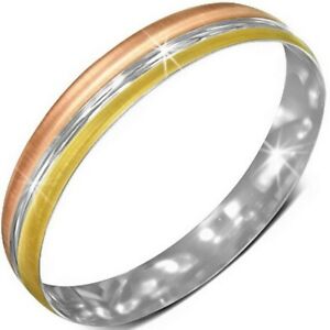 Stainless Steel Rose Yellow Gold Silver Matte Polished Round Bangle Bracelet