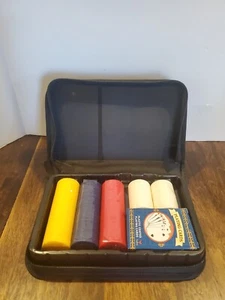 Juego de Poker Vintage con Cremallera Lona Estuche de Viaje Fichas 2 Barajas de Cartas Camping  - Imagen 1 de 12