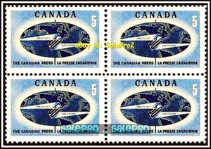 CANADA 1967 CANADIAN PRESS CONFERENCE LA PRESSE FV FACE 20 CENT MNH STAMP BLOCK - Picture 1 of 2