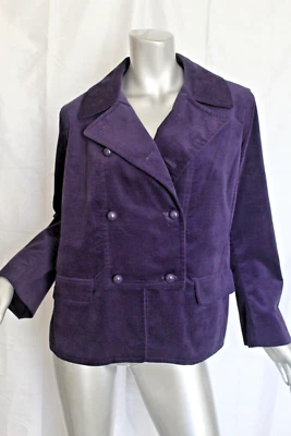 Chaqueta Blazer Mujer Talbots Terciopelo Púrpura Doble Pecho Talla 14WP Foto 1 de 4