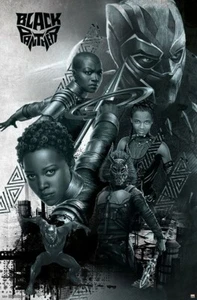 Black Panther Poster B&W Group Full Size Brand New Rolled Sealed USA Ship - Picture 1 of 1