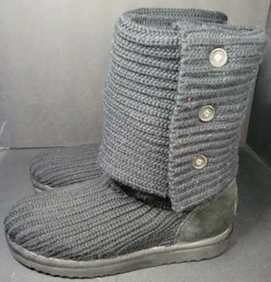 Ugg Australia Woman's Boots Cardy Knit Button S/N 5819 Black Size 9 - Image 1 of 4