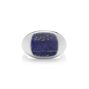 Lapis Cushion Signet Ring Pinky Solid Sterling Silver Engagement size G - S - Picture 1 of 3