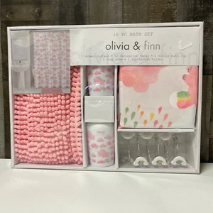 Olivia & Finn 16 PC Bath Set - Unicorn Rainbow Bathroom Set  New - Picture 1 of 5