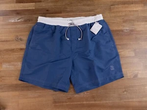 (NO CUSTOMS TAX) BRUNELLO CUCINELLI blue logo embroidered swim shorts Size XL - Picture 1 of 7