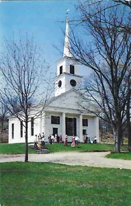 Vintage Massachusetts Chrome Postcard Old Sturbridge Village Green Meetinghouse - Picture 1 of 2