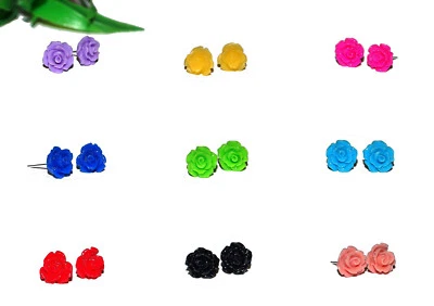 BLUMEN Ohrstecker +++ AUSWAHL +++ Ohrschmuck Ohrringe Rosen Blüten Cabochon   - Bild 1 von 2