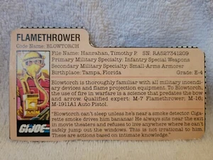 Vintage Hasbro GI Joe ARAH 1984 Lötlampe Karteikarte - Bild 1 von 2