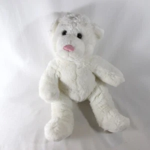 Build A Bear Workshop White Teddy Bear Plush 13” Pink Nose Stuffed Animal - Picture 1 of 6