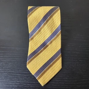 Cravatta uomo Ermenegildo Zegna seta righe diagonali giallo blu Made in Italy - Foto 1 di 8