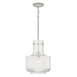 Capital Lighting Nyla 1 Light Pendant, Polished Nickel/Clear Fluted - 345111PN - Picture 1 of 1