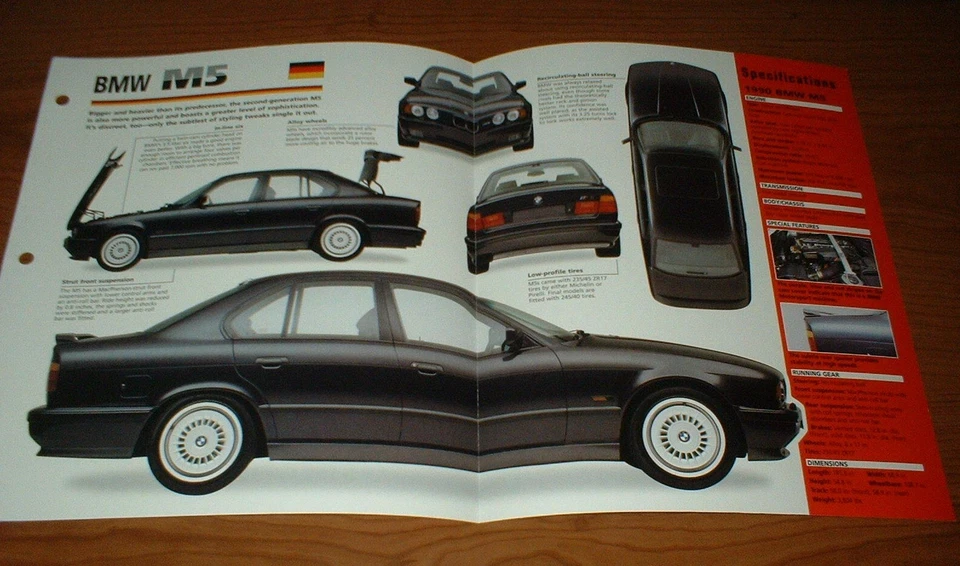 1990 BMW M5 SPEC SHEET BROCHURE PHOTO INFO POSTER 90 88 89 91 92 93 94 95-97★★ - Image 1 of 1