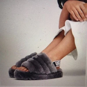 UGG Supper Fluff Slipper Damen Lammfell Pantolette Größe 8/39 grau - Bild 1 von 11