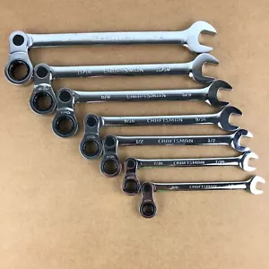 Craftsman 7 Piece Elbow Ratcheting Wrench Sets SAE, 3/8" to 3/4", 14635 Chrome - Picture 1 of 12