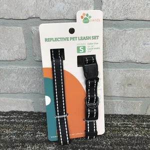 Reflective Black Pet 4 ft. Leash & Collar Set Small, Medium & Large Available - Picture 1 of 4
