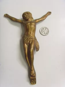 1800er antik katholisch 5,5 Zoll Metallschrein Altar Massenkruzifix Ikone Skulptur 48334 - Bild 1 von 8