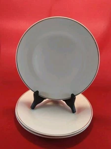 RARE ROYAL NORFOLK CHINA WHITE W/ GOLD TRIM BAND SET OF 3 DINNER PLATES 10 3/8" - Picture 1 of 6