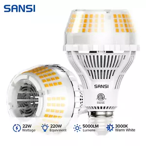 200W Equivalent LED Light Bulb 3000LM 3000K Soft Warm White 22W Indoor 2 Pack - Picture 1 of 7