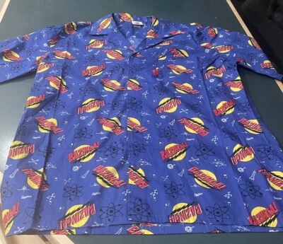 The Big Bang Theory Sheldon Shirt Tv Show Mens 2XL Bazinga Button Up  Blue - Image 1 of 4