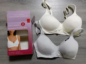 CAROLE HOCHMAN Bras *2 Pack* Womens Medium Grayish/Whiteish Seamless Comfort - Picture 1 of 4