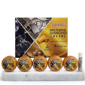 NutriGlow Gold Platinum Diamond & Pearl Skin Care Facial Kit 250 gm Free Ship - Picture 1 of 7