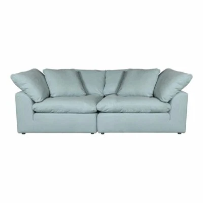 Sofá seccional de tela modular con cubierta antideslizante Sunset Trading Cloud Puff 2 piezas en azul Foto 1 de 4