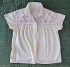 Vintage 1940s 1950s Girls Floral Handmade Embroidered Cotton Blouse sz Youth L