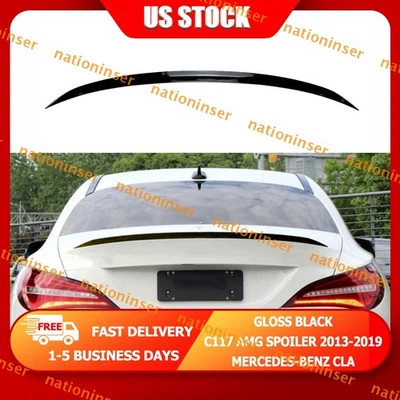 Spoiler de porta-malas preto brilhante asa 2014-2019 Mercedes Benz C117 CLA250 AMG estoque dos EUA - Imagem 1 de 4