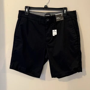 Express Mens Slim Above Knee 8" Inseam Temp Control Black Shorts Size 32 - Picture 1 of 7