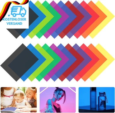 DECARETA 22 Stück Farbfolien Gel Farbfilter Filter 11 Farben Transparente Farbfo