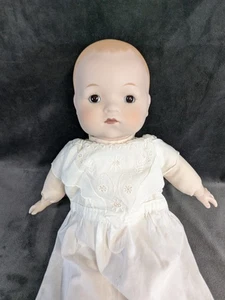 AM Vintage Baby Doll with Embroidered White Gown - Picture 1 of 13