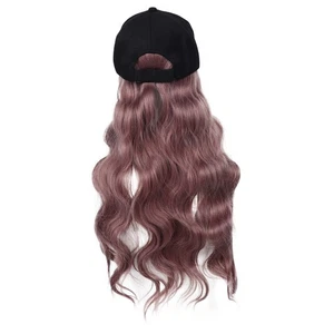  Hat with Hair Cap Wigs for Black Women Human Baseball Caps Attached - Picture 1 of 12