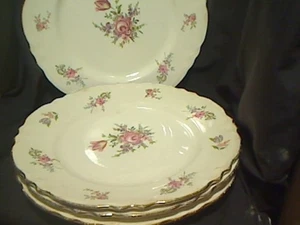 4er Set - Homer Laughlin Haushalt Porzellan PRISCILLA Speiseteller gewellter Rand - Bild 1 von 3