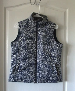 Land's End Woman Down Puffer Vest with a Blue and White Floral size Small - Picture 1 of 7