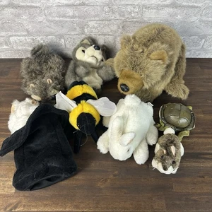 Folkmanis Puppet Plush Lot Bear Cub Bee Bunny Turtle Raccoon Magic Hat Wolf 4387 - Picture 1 of 9