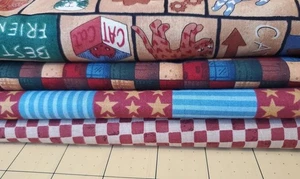 Fabric Lot 4 prints - over 8 yards Cotton fabric Checks & Squares Prints Vintage - Picture 1 of 9
