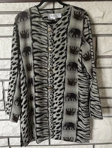 BoBoL Collection Elephant Art to Wear Tunic Blazer Jacket Lagenlook Women's XL - Picture 1 of 10