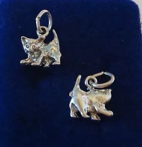 1 Sterling Silver Small 12x11mm 3D Kitten Cat Charm! - Imagen 1 de 2