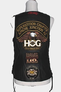 Harley Davidson Original Motorkleidung schwarz Leder Reitweste Seitenschnürsenkel L - Bild 1 von 17