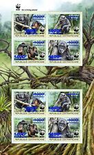 WWF Chimpanzee Overprint Blue Foil MNH Stamps 2019 Central African M/S