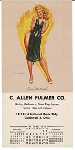 Earl Mac Pherson Pin Up LIFT TOP Calendar Sept. 1950 | "Good Material" | Exc - Imagen 1 de 4