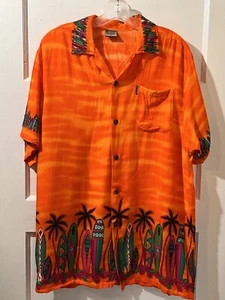 InGear Hawaiian Aloha Shirt XL surfboards Brilliant Orange - Picture 1 of 8