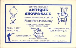 Central Kentucky ANTIQUE SHOW & SALE Frankfort, KY Postcard - Picture 1 of 2